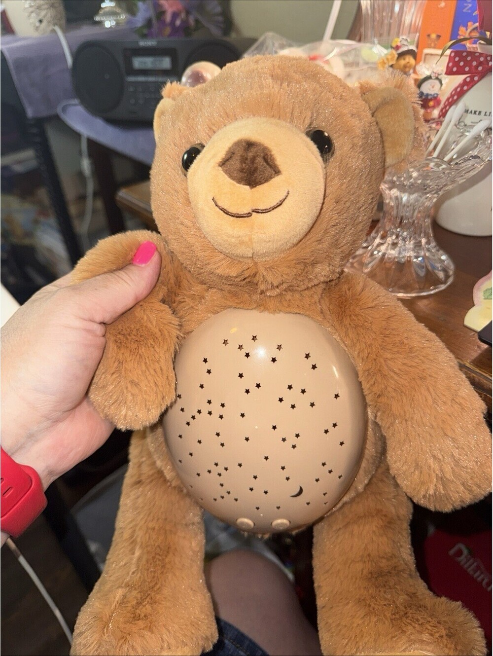 Night Light w/Sound Cuddly Projector Brown Plush Bear Stuffed Animal 11"H - Picture 5 of 6